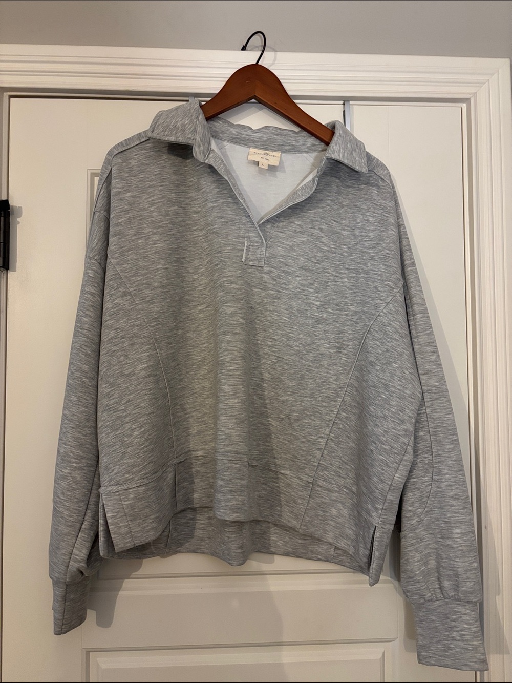 Umgee Light Gray Collared Crewneck Sweatshirt and lounge pant set